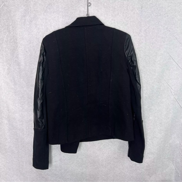 Three Dots Knit & Faux Leather Pocketed Moto Jacket Size Medium - Picture 6 of 7